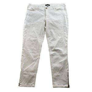 White House Black Market Skimmer Jeans Size 14 Ankle Zip White Classic Casual